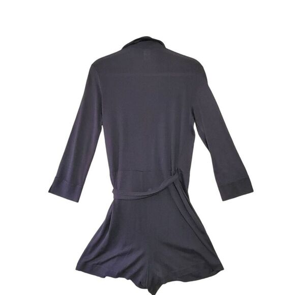 DIANE VON FURSTENBERG Women's Navy Blue Skylar Wrap Silk Blend Romper 6 - Picture 2 of 7